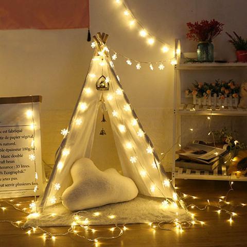 LED Small Flashing String Lights with Stars & Snowflakes – Battery Operated Christmas Decoration UAE